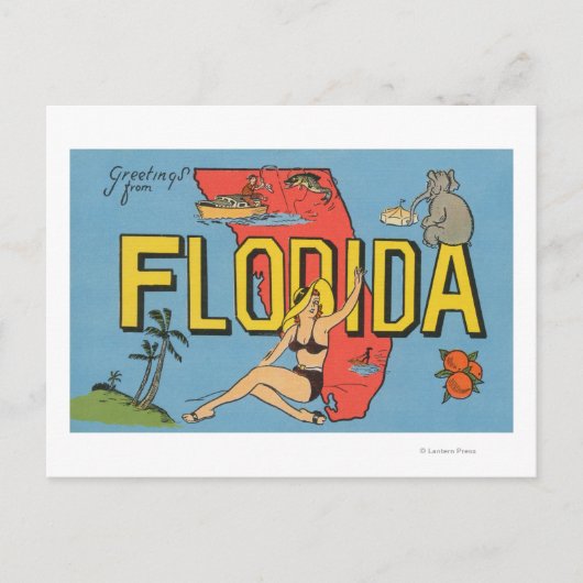 Grüße aus Florida (Blau) Postkarte (Vorderseite)