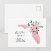 Grüße aus Florida. Blumenreise in Aquarellfarben Postkarte (Vorne/Hinten)