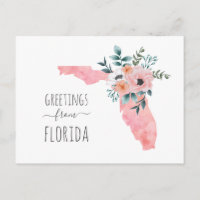 Grüße aus Florida. Blumenreise in Aquarellfarben