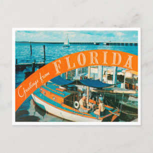 Grüße aus Florida Boat Vintage Travel Postkarte