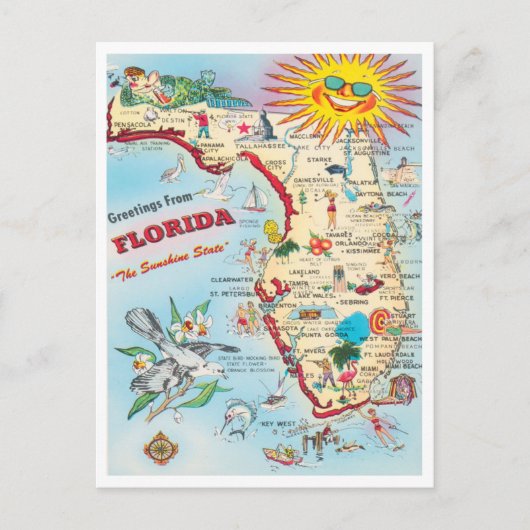Grüße aus Florida, dem Sunshine Staat Travel Postkarte (Vorderseite)