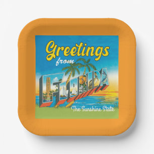 Grüße aus Florida farbenfrohe Vintage Pappteller