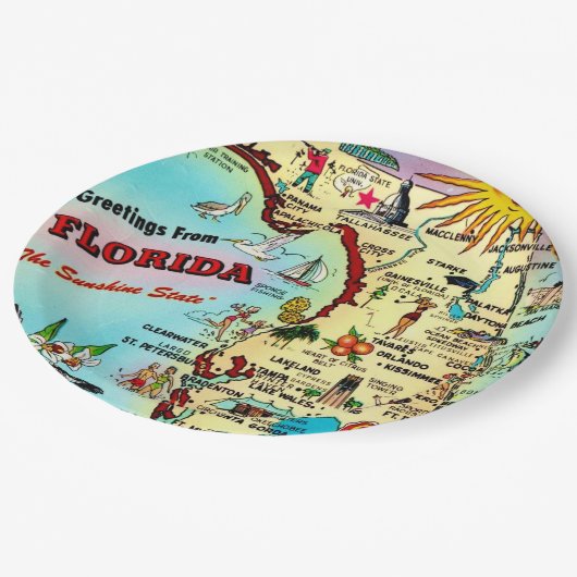 Grüße aus Florida Pappteller (Schrägansicht)
