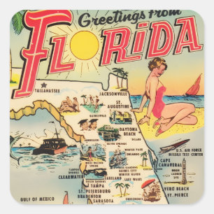 Grüße aus Florida Quadratischer Aufkleber