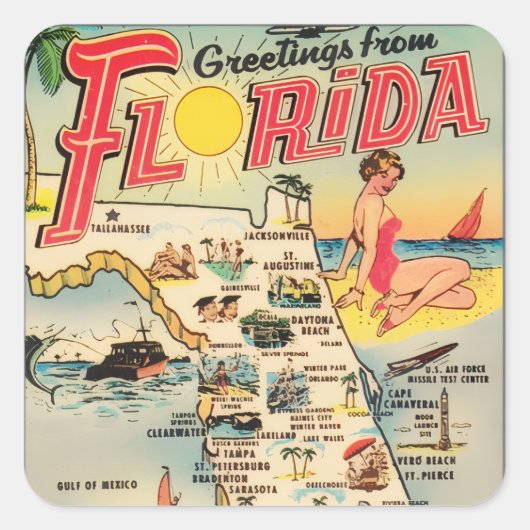 Grüße aus Florida Quadratischer Aufkleber (Vorderseite)