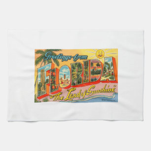 Grüße aus Florida Vintage Postkarte Handtuch