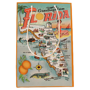 Grüße aus Florida Vintage-Reisekarte Mittlere Geschenktüte
