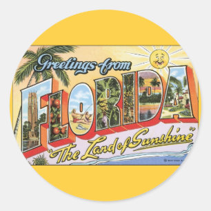 Grüße aus Florida - Vintage Travel Runder Aufkleber