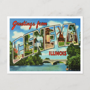 Grüße aus Geneva, Illinois Vintage Reise Postkarte