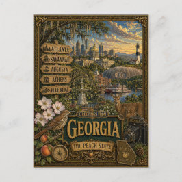 Grüße aus Georgia | Vintage Retro Kunst Postkarte