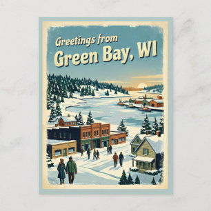 Grüße aus Green Bay WI Retro Vintage Postkarte