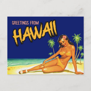 Grüße aus Hawaii im Vintage-Stil Postkarte