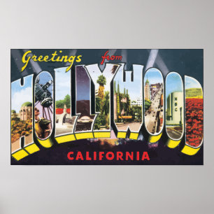 Grüße aus Hollywood California, Vintag Poster