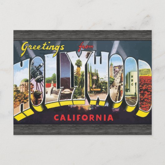 Grüße aus Hollywood California, Vintag Postkarte (Vorderseite)