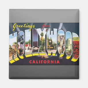 Grüße aus Hollywood Kalifornien, Vintage Magnet