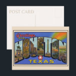 Grüße aus Houston, Texas 1936 Großbuchstaben Postkarte<br><div class="desc">Vintage Reproduktion einer großen Postkarte aus dem Jahr 1936 mit der Stadt Houston,  Texas. Die Briefe sind mit lokalen Sehenswürdigkeiten gefüllt und die Skyline der Stadt kann im Hintergrund gesehen werden. Ein tolles Geschenk für alle,  die Texas Liebe oder Vintage Postkarten.</div>