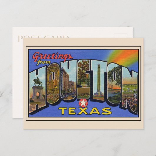 Grüße aus Houston, Texas 1936 Großbuchstaben Postkarte (Vorne/Hinten)
