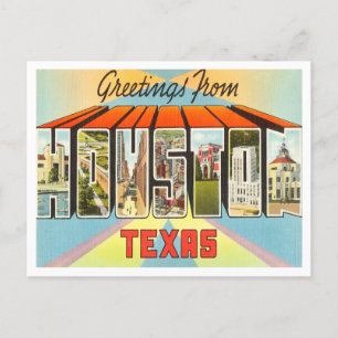 Grüße aus Houston, Texas Vintage Reise Postkarte