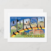 Grüße aus Huron, South Dakota! Retro Postkarte (Vorne/Hinten)