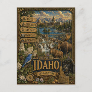 Grüße aus Idaho Vintage Retro Kunst Postkarte