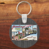 Grüße aus Indiana Der Hoosier Staat, Vintag Schlüsselanhänger (Vorderseite)