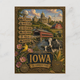 Grüße aus Iowa | Vintage Retro Kunst Postkarte