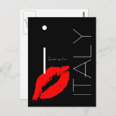 Grüße aus Italien Red Lipstick Kiss Black Postkarte (Vorne/Hinten)