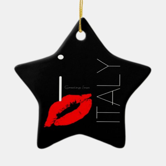 Grüße aus Italien Red Lipstick Liebe Kiss Keramikornament (Vorne)