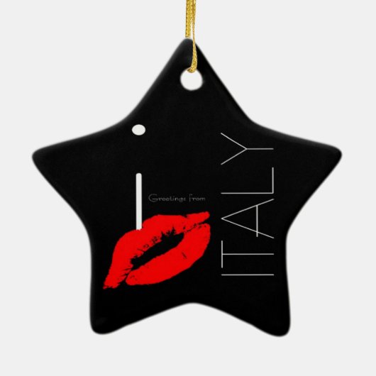 Grüße aus Italien Red Lipstick Liebe Kiss Keramikornament (Hinten)