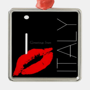 Grüße aus Italien Red Lipstick Liebe Kiss Silbernes Ornament