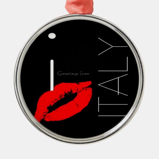 Grüße aus Italien Red Lipstick Liebe Kiss Silbernes Ornament (Vorne)
