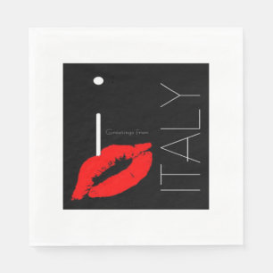 Grüße aus Italien Roter Lipstick Kiss Serviette