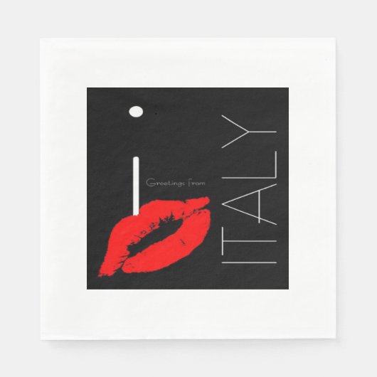 Grüße aus Italien Roter Lipstick Kiss Serviette (Vorderseite)