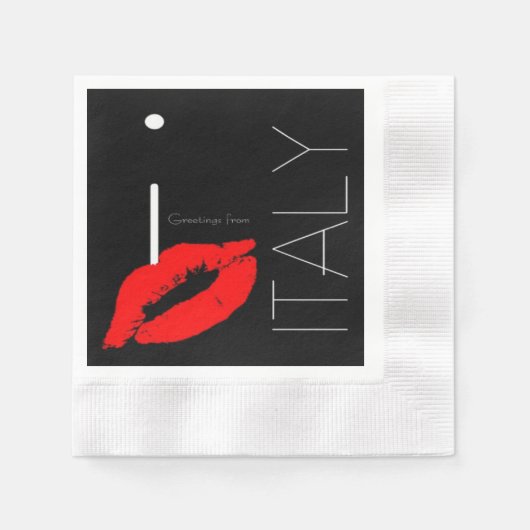 Grüße aus Italien Roter Lipstick Kiss Serviette (Vorderseite)