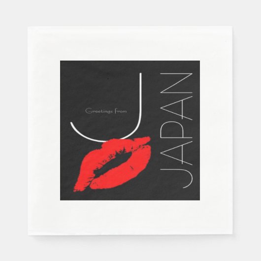 Grüße aus Japan Red Lipstick Kiss Serviette (Vorderseite)