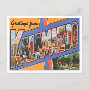 Grüße aus Kalamazoo, Michigan Vintage Reise Postkarte