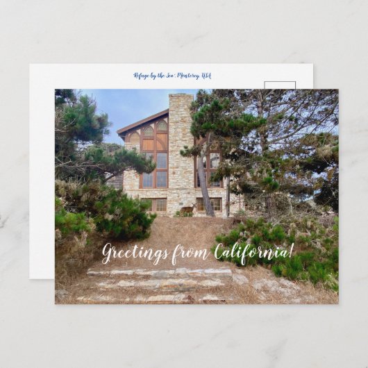 Grüße aus Kalifornien: "Zuflucht am Meer" Postkarte (Vorne/Hinten)