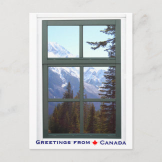 Grüße aus Kanada Rocky Mountains Fenster Ansicht Postkarte