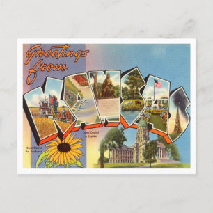 Grüße aus Kansas Vintage Travel Postkarte