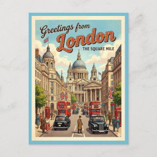 Grüße aus London The Square Mile Retro 1950er Jahr Postkarte