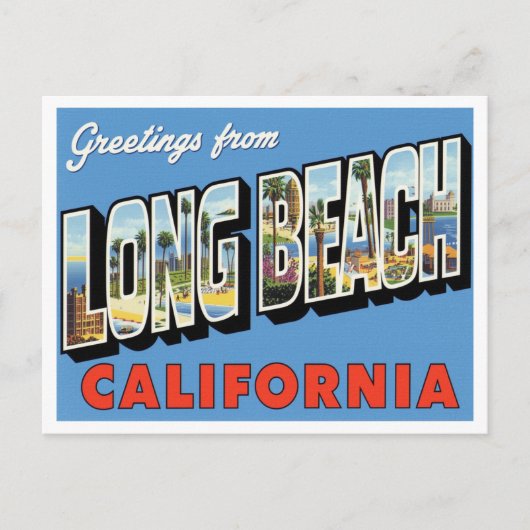 Grüße aus Long Beach CA Postkarte (Vorderseite)