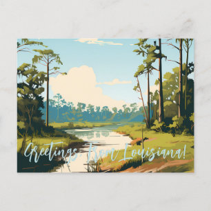 Grüße aus Louisiana   Bayou Postcard Postkarte
