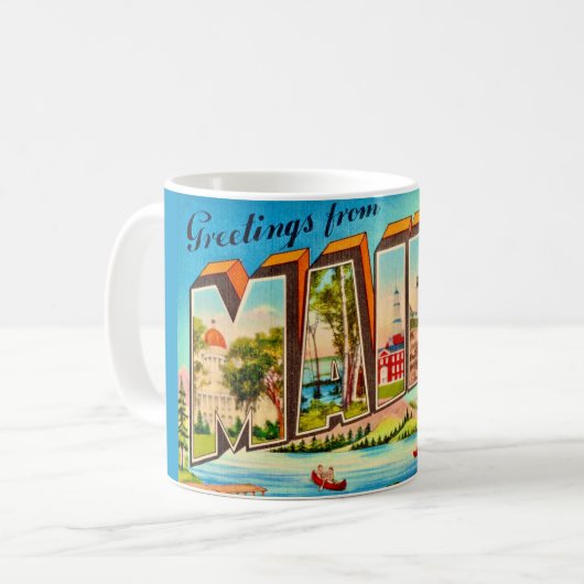 Grüße aus Maine Kaffeetasse (Vorderseite Links)