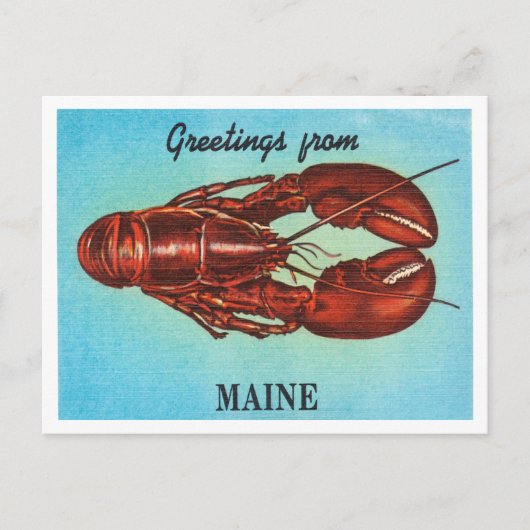 Grüße aus Maine, Lobster Vintage Travel Postkarte (Vorderseite)