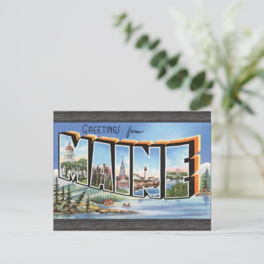 Grüße aus Maine, Vintag Postkarte (Stehend Vorderseite)