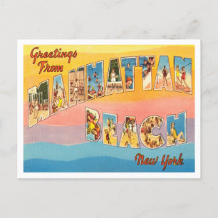 Grüße aus Manhattan Beach, New York Reise Postkarte