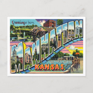 Grüße aus Manhattan, Kansas Vintage Reise Postkarte