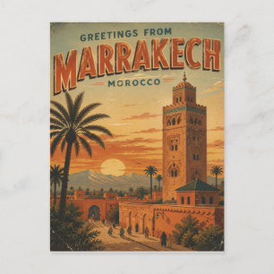 Grüße aus Marrakesch, Marokko Vintage Reise Feiertagspostkarte