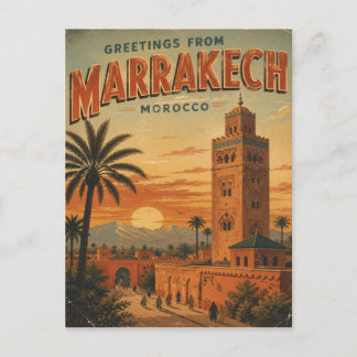 Grüße aus Marrakesch, Marokko Vintage Reise Feiertagspostkarte