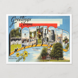 Grüße aus Maryland Vintage Reise Postkarte